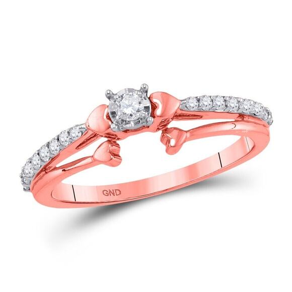 10kt Rose Gold Womens Round Diamond Solitaire Promise Ring 1/4 Cttw - Picture 1 of 1